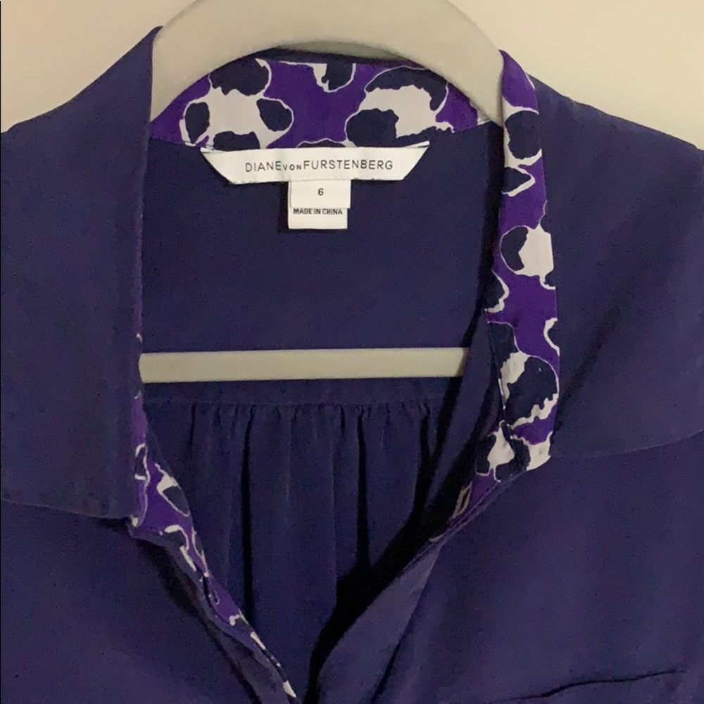 DVF blue and purple blouse size 6